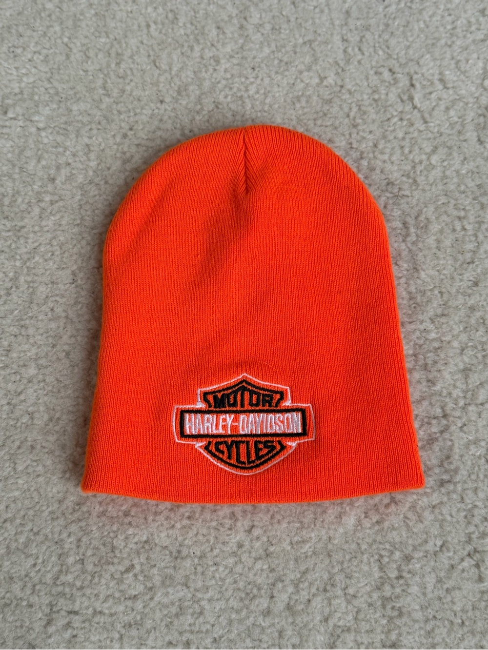 Harley-Davidson Bright Orange Beanie Logo Knit Cap Hat